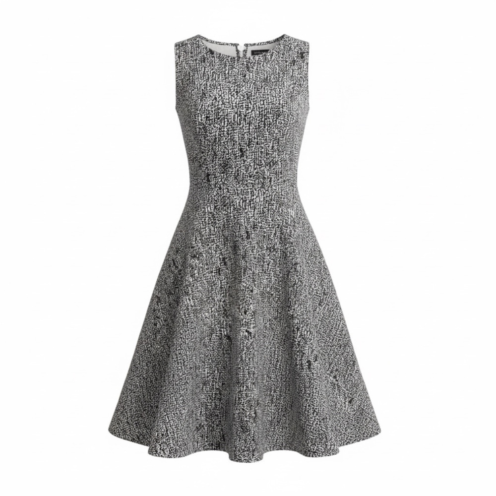 Calvin Klein Black and White Sleeveless Fit and Flare Midi Dress Size 12